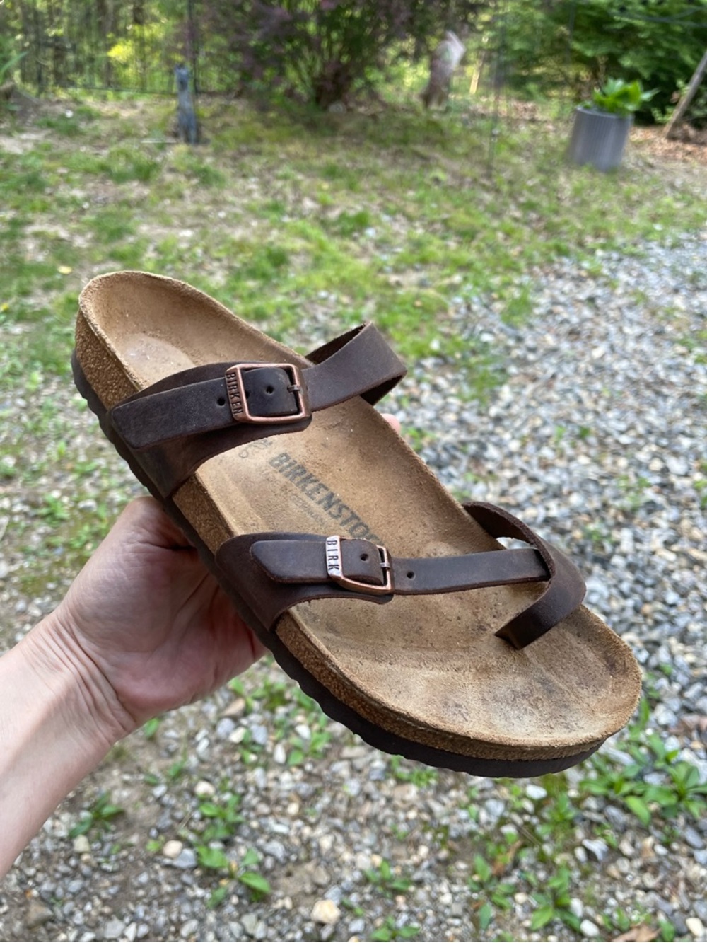 Birkenstock Mayari Oiled Leather Toe Loop Sandals Size 40